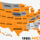 Illustration for article titled Map: Six Decades of the Most Popular Names for Boys, State-by-State